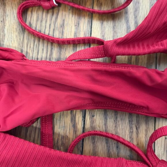 Andie String Bikini Set Ribbed Flame Red size S NWOT - Picture 7 of 7